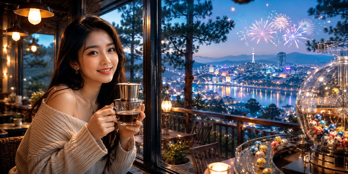 Người dùng Đà Lạt ngồi quán cà phê đặt lô đề xổ số trực tuyến buổi sáng